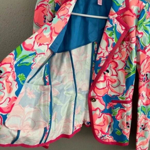 Lilly Pulitzer Malibu Blazer Jacket Lucky Charm Print Sz Lg MSRP$ 198 - Picture 14 of 16